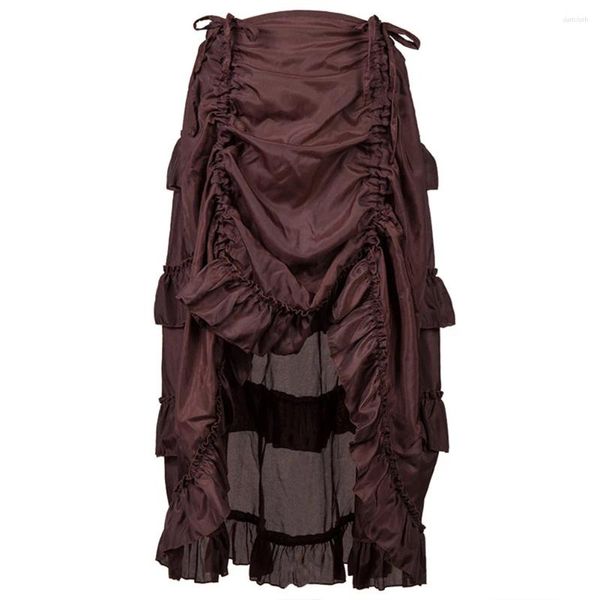 Saias medievais vitorianos punk vintage feminino sexy long maxi steampunk midi gótico saia gótica renda alta cintura plissada de tamanho
