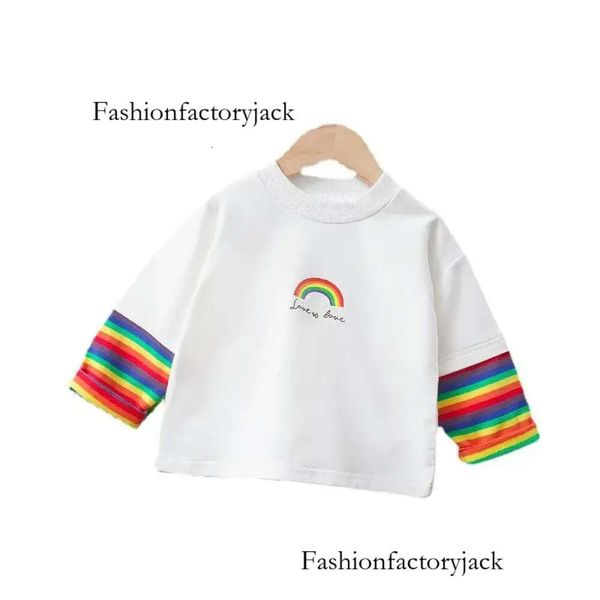 T-Shirts Bahar Sonbahar Çocuk Bebek Çizgili Kıyafetler Erkek Bebek Kız Moda Kostüm Çocuk Karikatür Giyim Toddler Sıradan Sweatshirtt-Shirt
