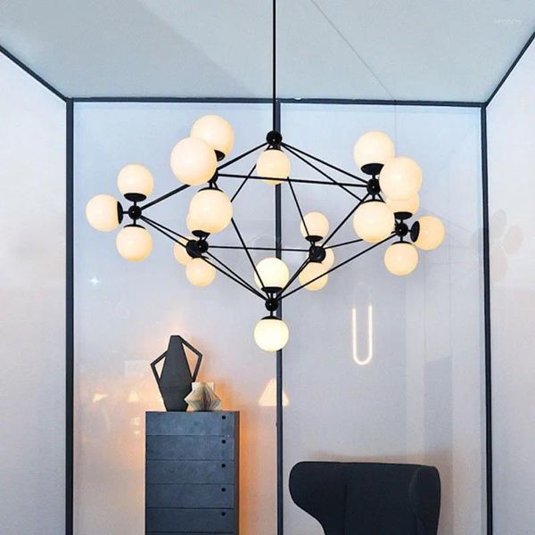 Kronleuchter Nordic Art Strip Glass LED Anhänger Lichter Moderne Ballsuption Dachboden Decke Kraut Hanglamp Rauch Gold Hanging Lampe