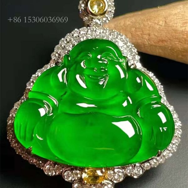 Jóias sgarit de alta qualidade ouro branco natural jade diamante pingente para homens e mulheres