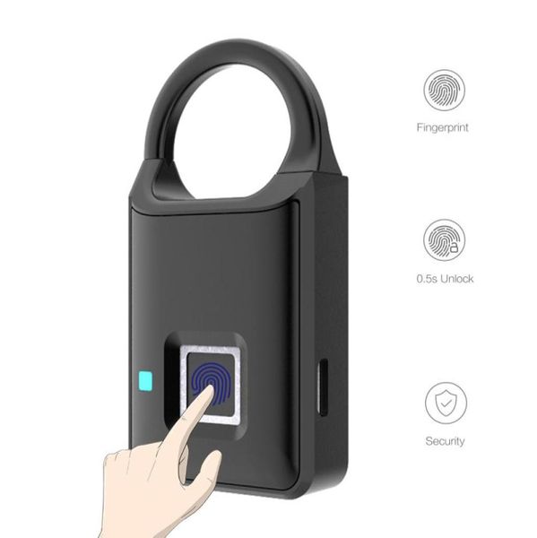 Aimitek Phumbprint Pone Lock Lock Biométrico Smart Finger Improprind Padlock Recarregável Recarregável Desbloqueio Rápido para Caso de Luggage do Armário de Armário 2019079171