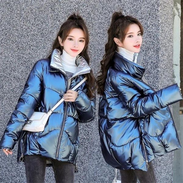 Donne invernali da donna in basso 2023 Autunno inverno Donne Slim Manica Long Glossy Giacca di grande taglia Lady Parkas Outwear di cotone corto AS057