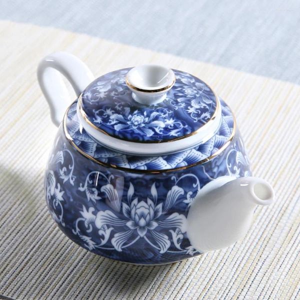 Dinnerware Sets Blue And White Porcelain Teapot Portable Retro Kettle Home Ceramic Chinese Desktop