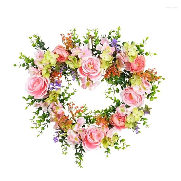 Flores decorativas Garland em forma de coração Day Wreath Wrinale Adorn Prop Memorial Valentine's Of Love