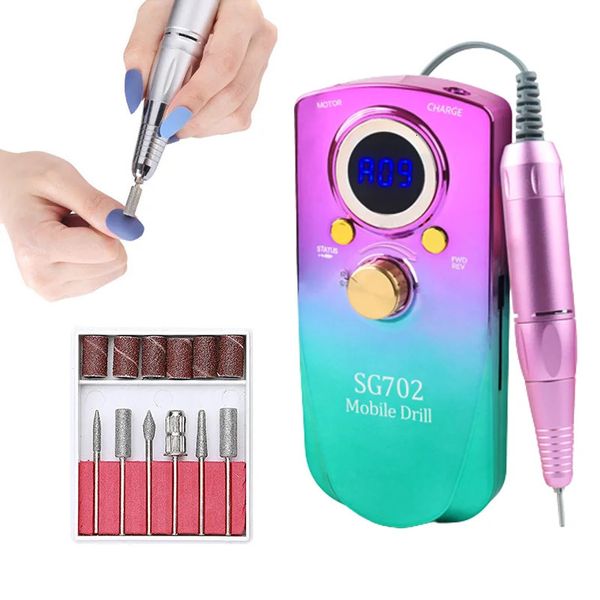 Arquivo elétrico de broca de unhas recarregável 35000rpm Kit Profissional para manicure e pedicure em gel de acrílico 231222