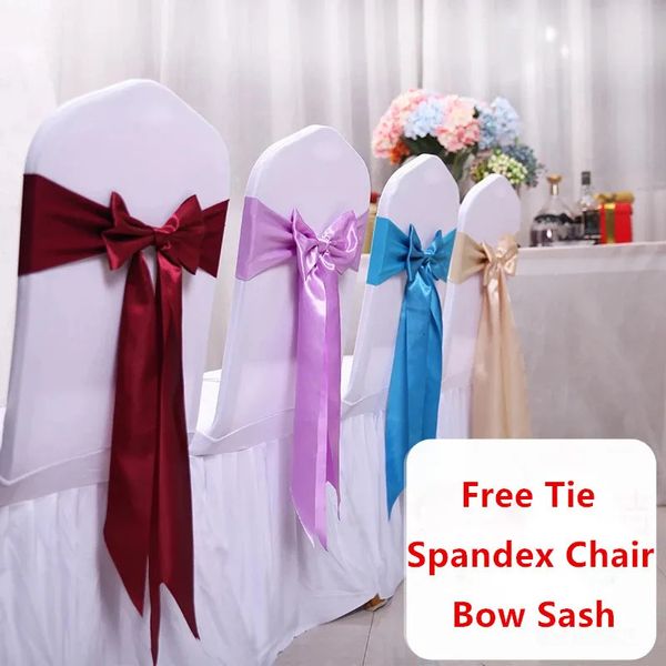 10pcs50pcs Satin Spandex Стул Bow Band Band Tie Tie Party Banquet мероприятие свадебное украшение узел узел.