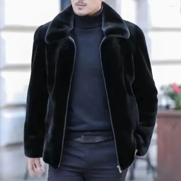 Мужские куртки осень и зимний искусственный мех Coats Корейская мода тонкая одежда коричневая пушистая тепло