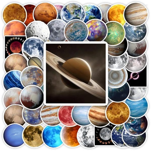 Hediye Sargısı Gezegen Etiketleri Galaxy Moon Earth Mars Diy oyuncak dekoratif grafiti Çıkışı Telefon Dizüstü Bilgisayar Scrapbook su geçirmez