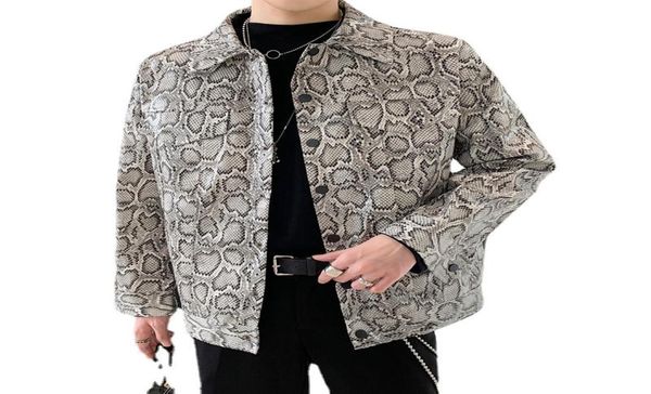 MEN039S JACKETS MEN VINTAGE MODE MODE LOSSLICHE CLASSE SNAKE DRUCKLEINE LEDERLEDER MOTOCLE JACKE MOSCH MÄNGLE KOREAN STRASSE COA5010010