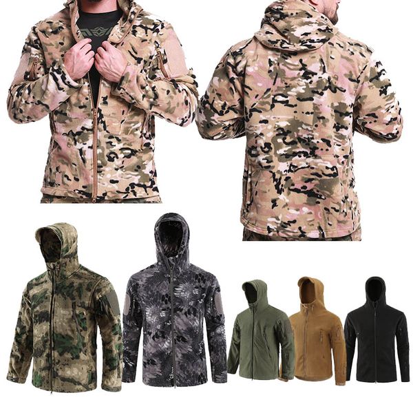 Giacca in pile polare con cappuccio da cappotto da caccia di abbigliamento da combattimento camota tattico da combattimento camofagi di abbigliamento camoflage no05-236b.