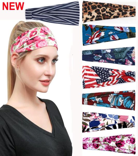 Bandas de cabeça boho impressão bandeira de cabelo moda wrap hairband band vintage elegante e elástico Turbano esportes de ioga bandana de cabeça Sweat Abso2574885