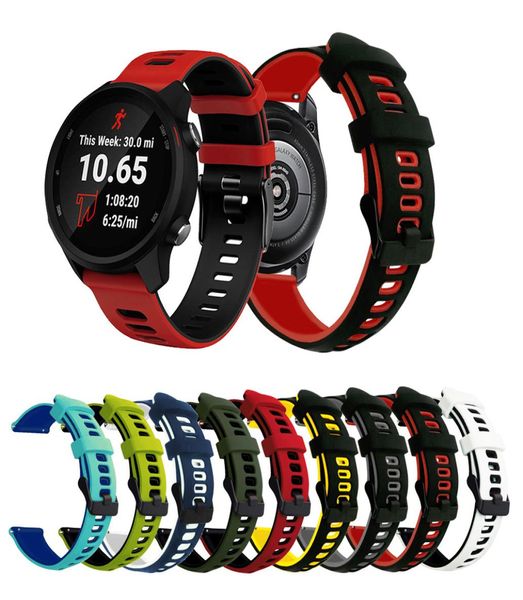 Relas de 2022mm Double Cor Match Watchband Sport Sport Silicone Band para Samsung Galaxy Watch Active 2 Huawei GT2 Band Garmin2889407