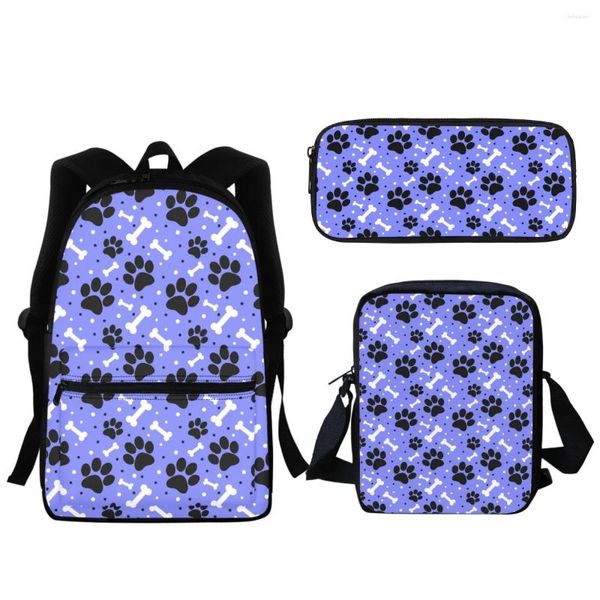 Okul çantaları sevimli renkli köpek baskı bayanlar sırt çantası moda öğrenci çanta hayvan tasarım erkek kızlar seyahat messenger kalem kılıfı