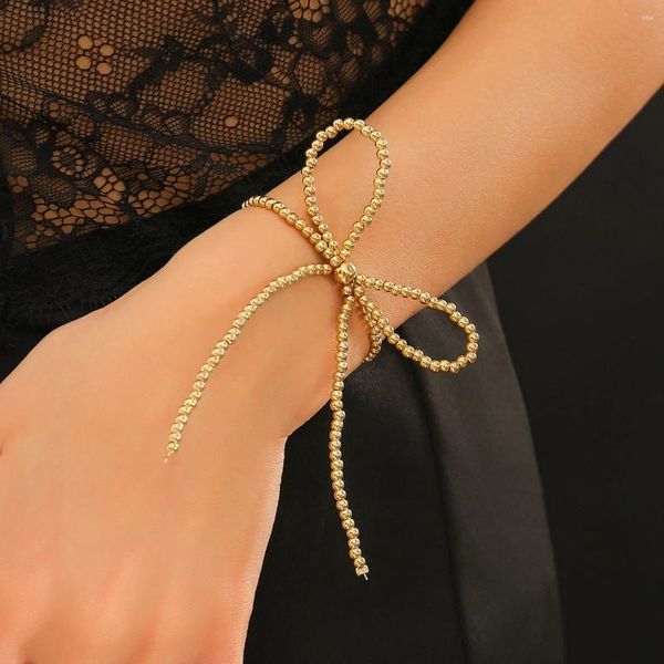 Link Armbänder Salcon Vintage Acrylkugel Perlen Armband Mode Big Bow Frauen ästhetischer Trend Bangelparty Schmuck Geschenk