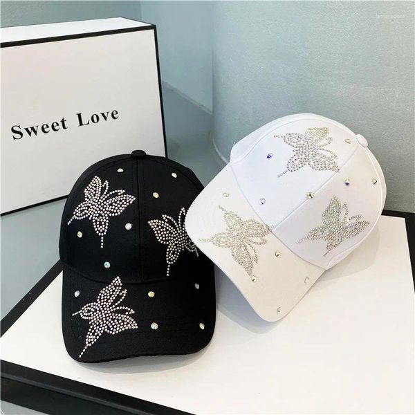 Ballkappen Luxusdesigner Sommer Schmetterling Strass Strömung Frauen Hüte Baseballkappe Gorras Kpop Sunhats Visors Outdoor Chapeu Ladies Hip Hop Hut