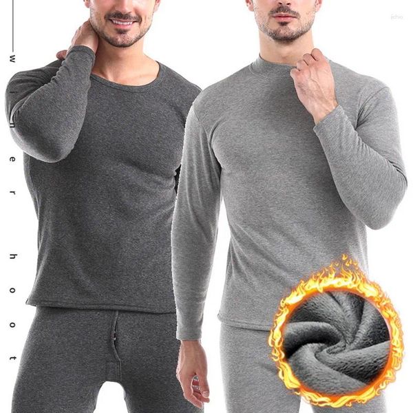 MENS TERMALE biancheria bianche da uomo set inverno calda sottile tondo tondo a maniche lunghe pile traspirabili in pile traspirante addensare camicia da notte