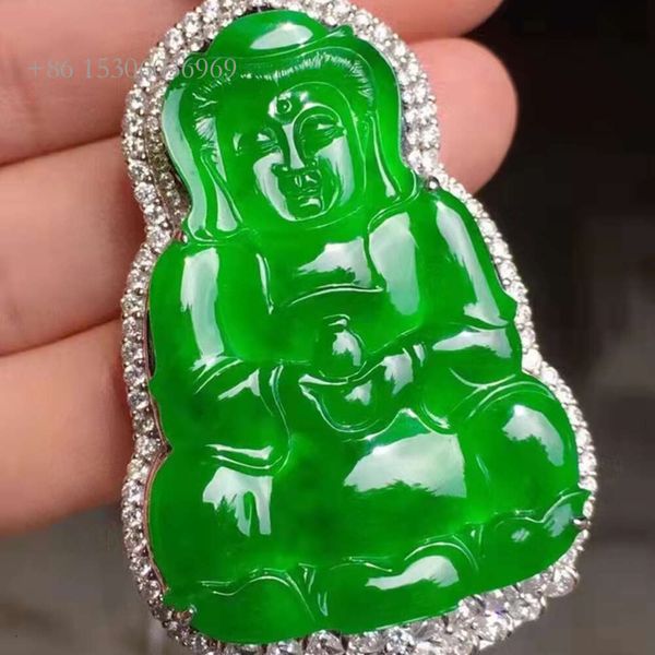 Jóias sgarit boa festa de diamante Party White Gold Natural Jade Pingente para homens e mulheres