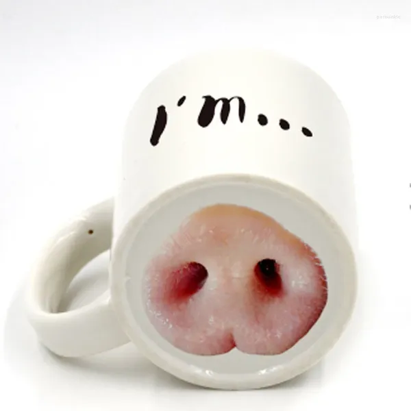 Becher kreativer Parodie Schwein Nase Hunde Keramik Kaffeetasse Tasse Tasse Tasse