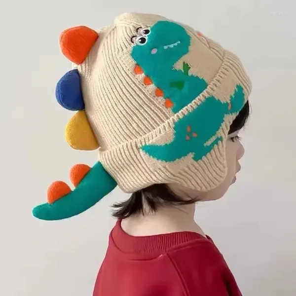 Boinas de boios dinossauros chapéu de menino de menino inverno malha de malha