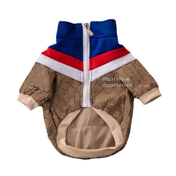 Designer Roupos de cachorro Classic Letter Pattern Dog Apparel Luxury Zip Up Pet Jacket com Liner Soft Puppy Coats Pets Roupa de rua elegante para cães pequenos L A450