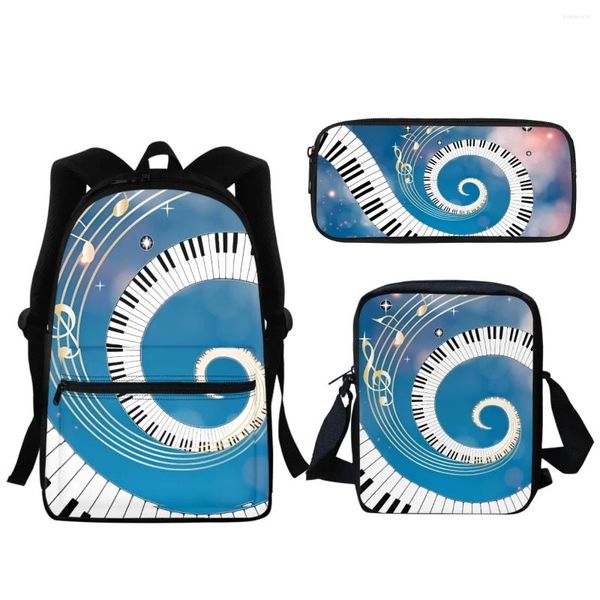 Bolsas escolares piano key nota design student bag music tem tema zíper meninos meninas garotas backpack de alta qualidade mensageiro lápis estojo