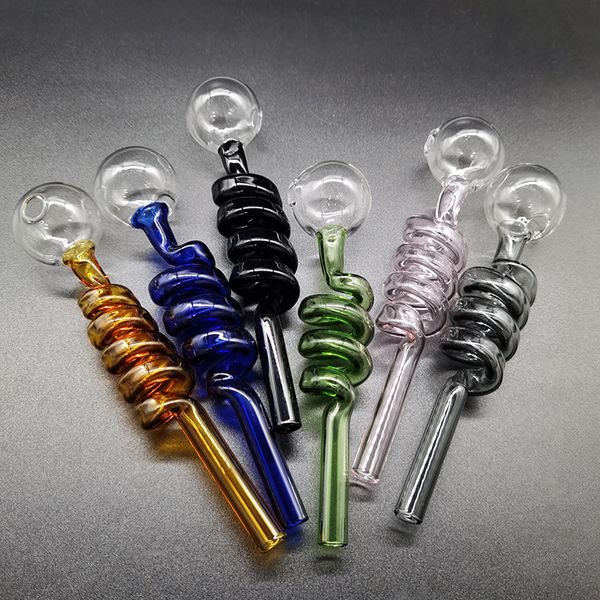 Pyrex farbenfrohe rauchende Handpfeife Glasölbrenner Rohre Borosilikat Federbubbler Tabak Handpipes Ball Balance Bongs Bongs