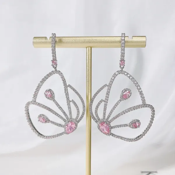 Dangle Ohrringe Luxus Multicolour hohles großer Schmetterling Split Joint Quaste Trendy Cubic Zircon für Frauen Hochzeitsfeier A0104