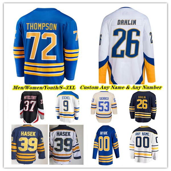 Rasmus Dahlin Buffalo Hokey Jersey Tage Thompson Alex Tuch Jeff Skinner Victor Olofsson Casey Mittelstadt Kyle Okposo JJ Petherka Dylan Cozens Connor Clifton Power