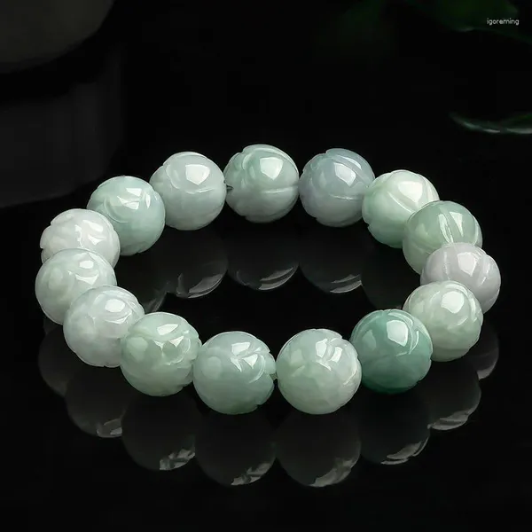 Bangle Natural Jade Lotus Hand String Moda