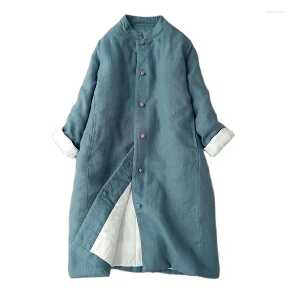 Trench da donna Over-Coat Parka 2023 Fibbia per colletto retrò lungo cappotto inverno inverno manicotto etnico inverno manica a vento giacca da donna calda