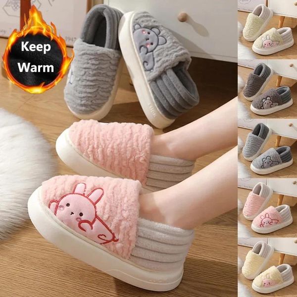 Hausschuhe Fuzzy Cartoon Plüsch für Frauen Winter warmes Haus Slipper Indoor Non Slip Home Männern Männliche Schuhe weiblich 2023 in