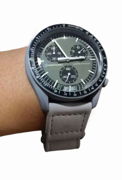 Bioceramic Moonswatch Quarz Chronograph Mens Watch Mission für Mercury 42mm Nylon Luxus Uhr James Montre de Luxe Limited Edition Master Swatchity WR N38C#