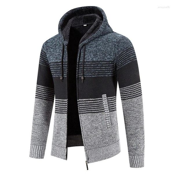 Herrenpullover Herbst Winter Dicke Fleece männliche Strick-Strickjacke Mann Reißverschluss