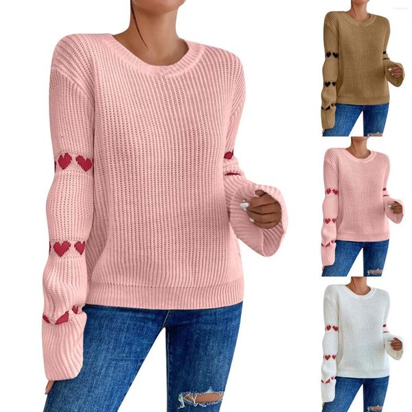 Suéteres femininos feminino outono de inverno casual sólido o-pescoço de roupa confortável suéter redondo colar