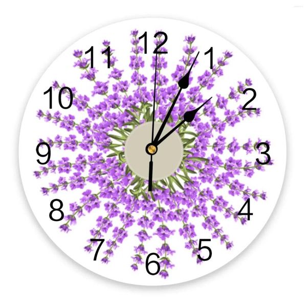 Orologi da parete orologio da fiore di lavanda viola grande cucina moderna da pranzo in camera da letto tondo silenzioso orologio