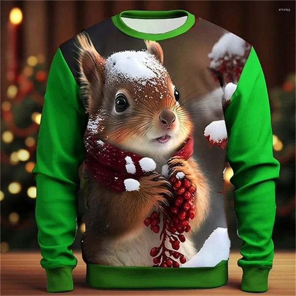 Felpe con cappuccio da uomo Felpe con cappuccio da uomo Brutti maglioni di Natale per uomo Donna Divertente Alce Renna Pullover grafici Stampato in 3D Babbo Natale Cosplay Regali di Natale 6OVX