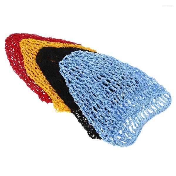 Berretti da 4 pezzi di cotone per capelli in cotone sacca per pettinatura all'uncinetto a forma di cabina tessuta Acconciatura per panino in rayon Cover Cover Jewelry