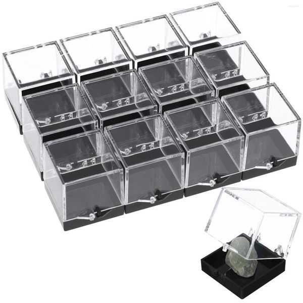 Schmuckbeutel Plastikbehälter Probe Hülle Kisten Klar Mineral Storage Gestein Münzwürfel Acrylquadrat Mini Gemstone Display