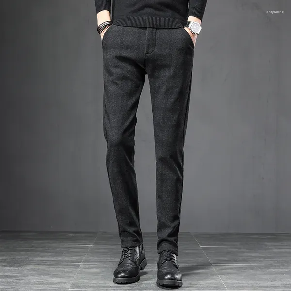 Herrenhosen Slim Grey Blue Casual Frühlings- und Herbst Stretch England karierte Arbeitskleidung Baumwolle Business Modem Model Männer