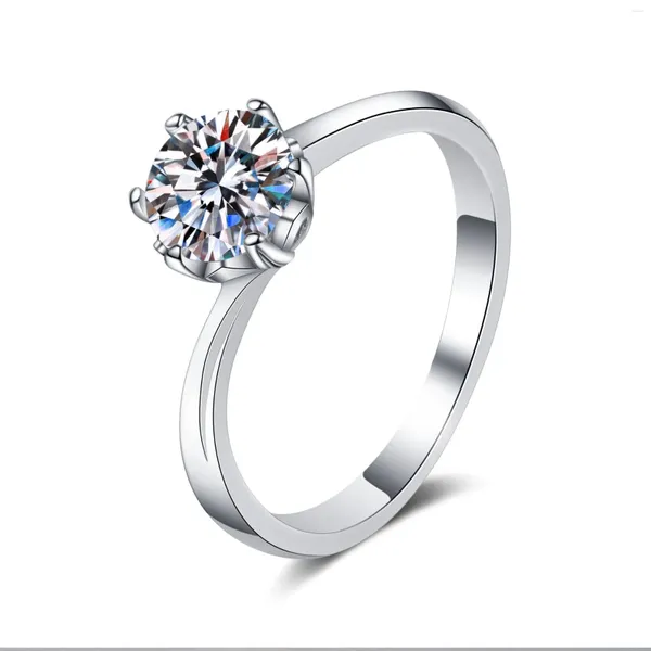 Ringos de cluster AZ148-J Lefei Fashion Luxury Trendy Classic White Moissanite 1 Ct Snow Heart Ring For Women 925 Silver Party Jewelry Charm