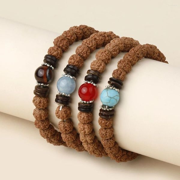 Strand Oaite 8mm Bracciale Bodhi Bracciale di preghiera buddista Meditazione Yoga Agata Naturale Agata Natura Braccialetti in pietra di giada per uomini Donne