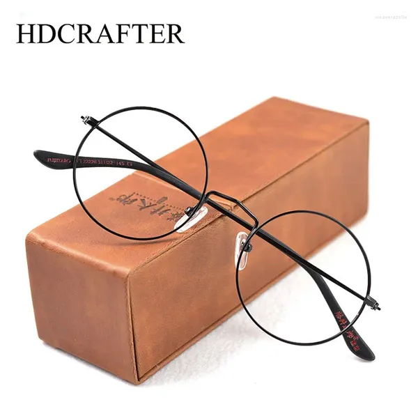 Güneş Gözlüğü Çerçeveleri Hdcrafter Süper Light 10g Saf Titanyum Gözlükler Çerçeve Erkekler Kadınlar Yuvarlak Retro Optik Lens Reçete Gözlükleri