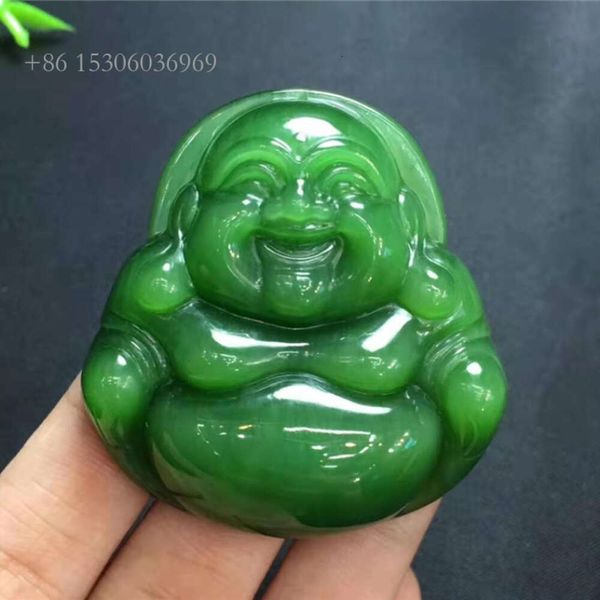 Großhandelspreis feiner Schmuck Grün Jade Stein Buddha Natural Hetian Jasper Edelstein Anhänger