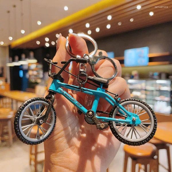 Chaveiros mini liga modelo de bicicleta de bicicleta diecast metal dedo mountain bike bike saco pendente cadeia de brinquedos de brinquedo para crianças colecionador de homens coletor