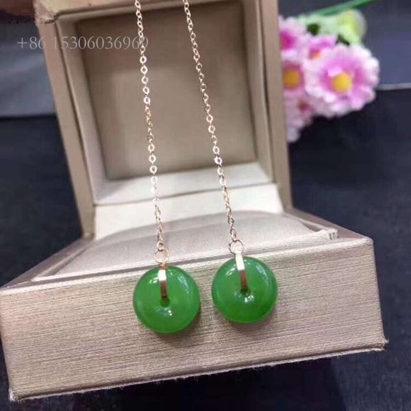 Minimalista elegante jade gemstone jóias tímpanold ouro 5x10mm maçã natural verde hetiano jasper brinco de pendente