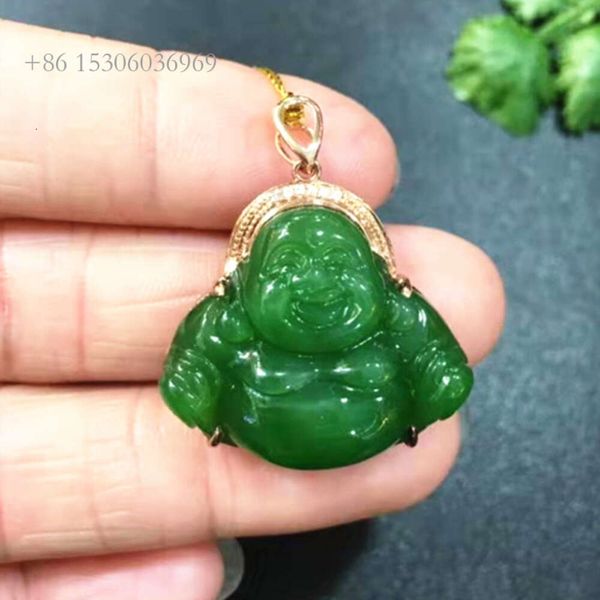 Heißer Verkauf schöner Jade Stone Buddha Großhandel Preis natürlicher grüner Jasper Gold Anhänger