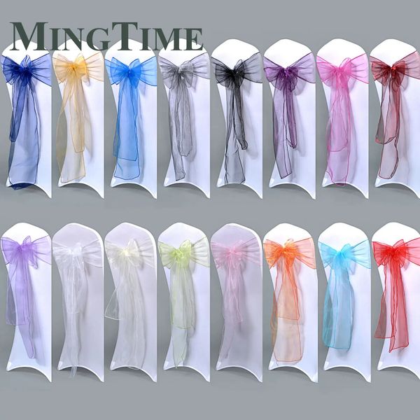 25pcs 275cm cadeira de organza sashes faixas faixas capa de cinto de cinto de fita de festas de casamento rústico Cerimônia de banquete de festas de casamento 231222