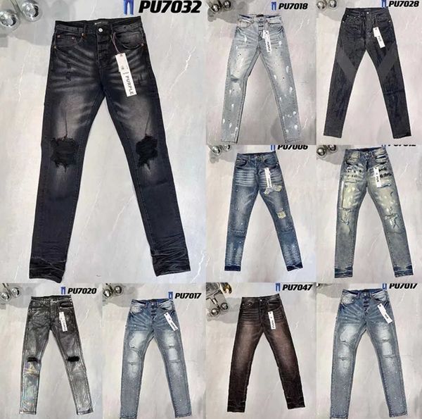 2024 Designerjeans Herren Skinny Jeans Desig 55 Farben Hosen Langer Nilpferde Aufkleber Sticker Slim Denim Straße Streetwear Skinny Hosen Großhandel 29-38 Lila Jeans