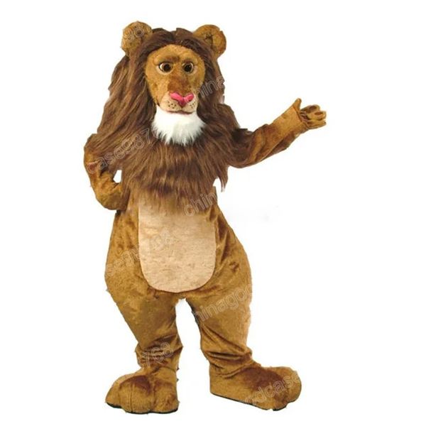 Natal Brown King Leão Mascote Costume Halloween Fanche Fanche Party Cartoon Character Autfit Suit Carnival Tamanho de adultos de aniversário Roupa ao ar livre