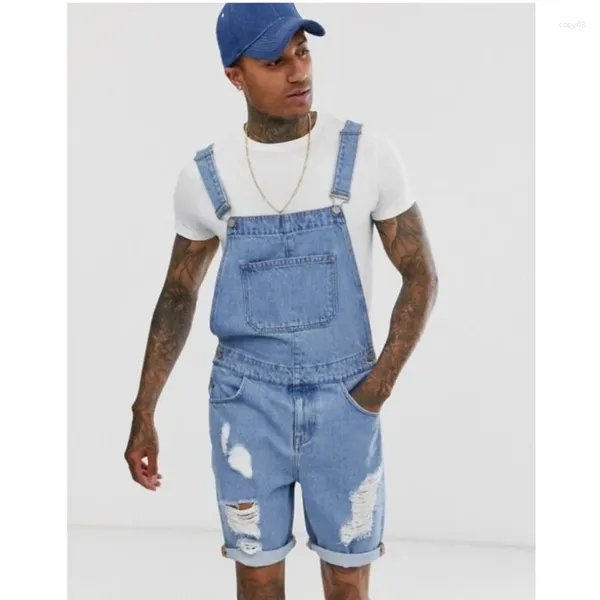 Erkek kot pantolonlar bol erkekler vintage delik fahhion yırtık kısa denim tulumlar erkek gündelik sokak yaz kargo pantolon